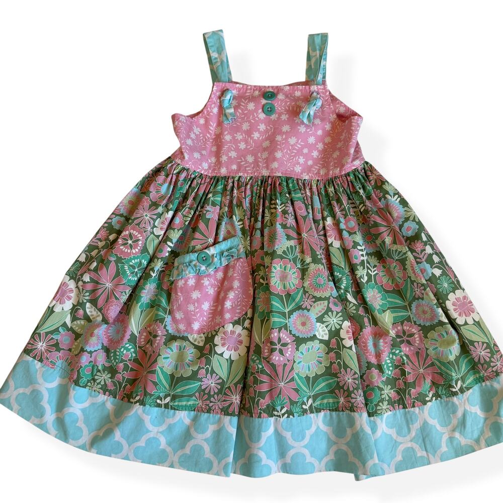 Eleanor Rose Girls Mixed Prints Sleeveless Knot Dress 6-7